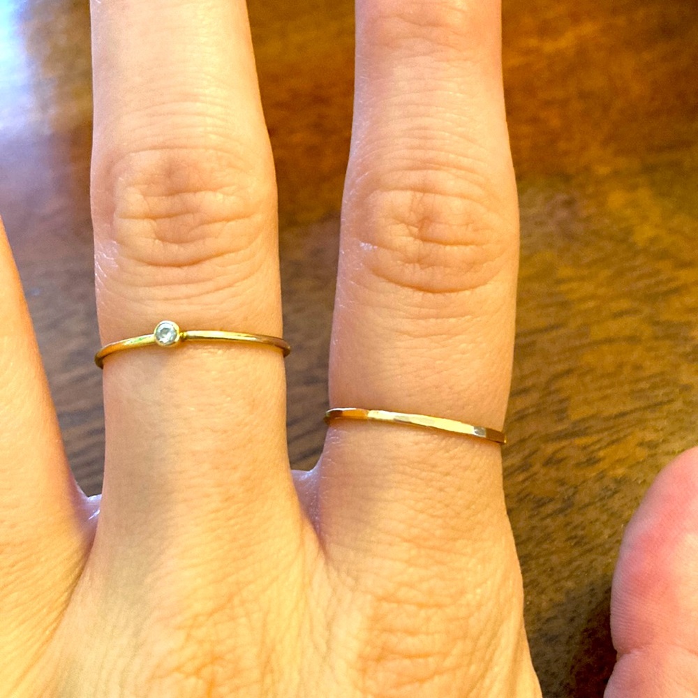 Set of two gold plated stackable, dainty rings
